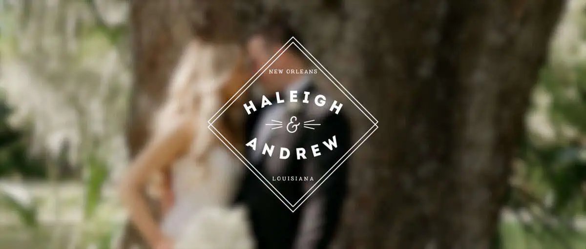 Cinematic wedding film still of Haleigh and Andrew celebrating in the French Quarter of New Orleans after their Hermann-Grima House ceremony