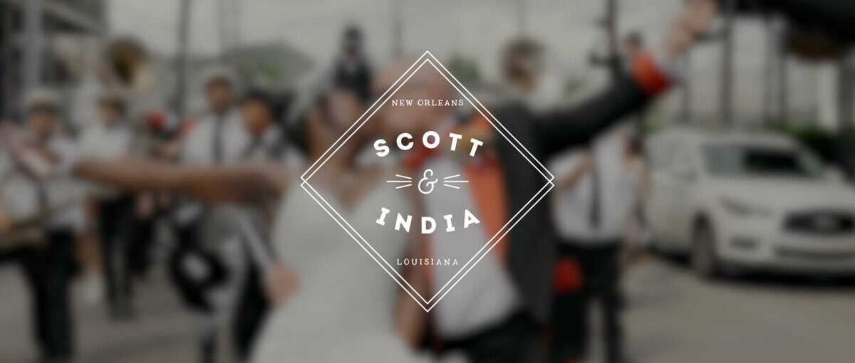 Cinematic wedding film still from Scott and India’s enchanted New Orleans wedding at Generations Hall